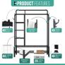 Heavy Duty Clothes Rail, 120KG Black Metal Rack With Double Hanging Clothing Rail, Shoe Rack, Storage Shelves & 4 Coat Hooks, Wardrobe Clothes Rails For Bedroom Office Shop Image 6