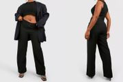 BNWT Boohoo black plus size crepe fold over waist detail trousers size UK20 EU48 Postage included