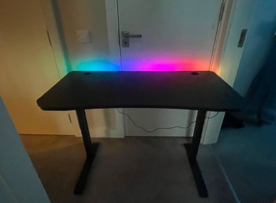 XRocker Gaming Desk with RGB LED Lighting in Black