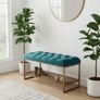 Teal Velvet Upholstered Bench / Shoe Rack Image 5