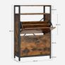 _Shoe cabinet with 2 flaps, shoe rack with additional compartment, shoe storage, shoe organizer, melamine coating, 60 x 24 x 102 cm, vintage brown Image 6