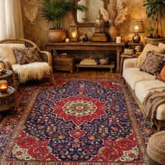 Stunning XL Persian Tabriz Hand Knotted Carpet Rug