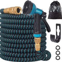 NEW SALE | Garden Hose 50ft - Expanding Water Hose with 10 Function Nozzle, 4 Layer Latex, 3/4" &1/2'' Fitting Connectors, Easy Storage Garden Water Hose
