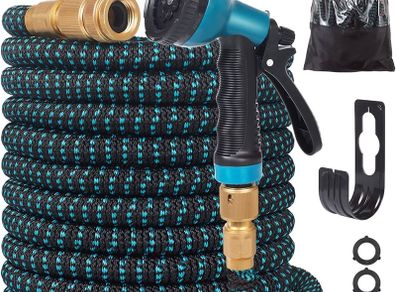 NEW SALE | Garden Hose 50ft - Expanding Water Hose with 10 Function Nozzle, 4 Layer Latex, 3/4" &1/2'' Fitting Connectors, Easy Storage Garden Water Hose