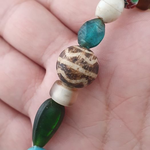 Rare Vintage Asian African Pumtek Pyu Glass Bead Necklace