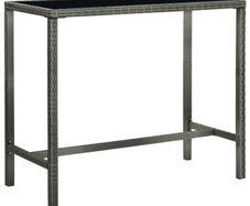 Garden Bar Table Grey 130x60x110 cm Poly Rattan and Glass