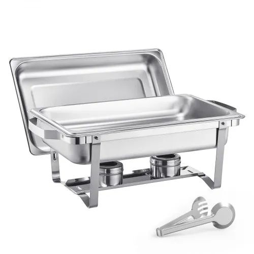 Features & Details Elegant Silver Finish: The modern silver color of this chafing dish warmer adds a sophisticated touch to any event. Whether it's a buffet, party, or wedding, this sleek design enhances your table setting and elevates the atmosphere 