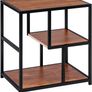 Side Table Brown, Industrial Coffee End Table, Metal Frame Bedside Table with Storage Compartment, Nightstand for Living room Bedroom and Balcony, Wooden, 56 x 40 x 53 cm Image 3