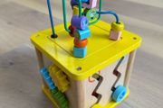 wooden shape sorter and activity cube