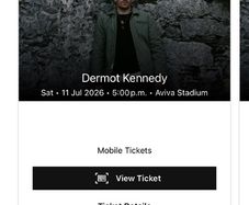 2 x Dermot Kennedy Tickets- Aviva Stadium - 11th July
