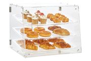 3-Tier Commercial Countertop Bakery Display Case, Acrylic Display Box with Rear Door Access &amp; Removable Shelves, Keep Fresh for Donut Bagels Cake Cookie, 52.6 x 36.1 x 41.4 cm