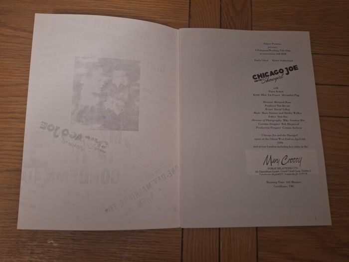 1990 Chicago Joe And The Showgirl Press Kit