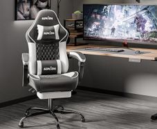 Gaming chair Ergonomic with Footrest PVC, Skin-Friendly, Mute, Low Noise, Racing seat, Foam seat cushion