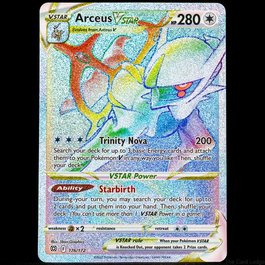 Arceus Vstar 176/172 Secret Rainbow Holo Rare Brilliant Stars SWSH Pokemon Card
