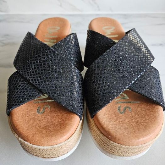Oh my Sandals Spanish real leather platform sliders wedges RRP 75 euro size UK 5 new & boxed