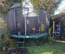 EXIT Toys Elegant trampoline 366cm with ladder and safetynet - green