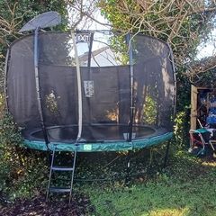 EXIT Toys Elegant trampoline 366cm with ladder and safetynet - green
