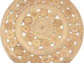 Area Rug Braided Design Jute 150 cm Round
