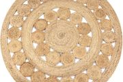 Area Rug Braided Design Jute 150 cm Round
