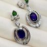 AAA African Amethyst, Natural Chrome Diopside & White Zircon Dangling Push Back Earring in Rhodium Overlay Sterling Silver Image 7