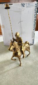 Solid Brass Figurine-medieval Knight On Horseback Is 4 Kg.