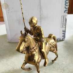 Solid Brass Figurine-medieval Knight On Horseback Is 4 Kg.