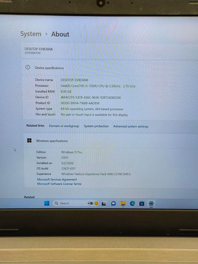 Lenovo E570 15.6" i5-7200U 256GB SSD 8GB Notebook Laptop Windows 11 Pro, USB-C HDMI VGA