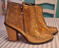 Customised gold glitter boots