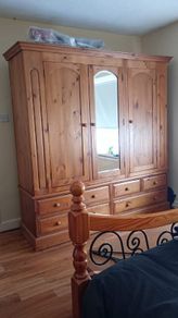 Large 3-door Solid Wood Wardrobe for Sale