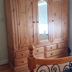 Large 3-door Solid Wood Wardrobe for Sale