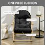 Folding and Reclining Wooden Lounge Chair Comfortable Relaxation Chair with Thick Tufted Cushion Image 5
