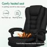 Office Chair with 8-point Massage Seat Heated, PC Desk Gaming Chair with Armrests Footrest High Back 150 Recliner Tilt Padded Swivel Fabric Linen, Black Image 4