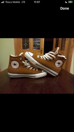 Converse High Tops, suede, wool inlining uk size 5.5 - 6.5