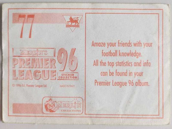 '96 Premier League - Merlin stickers