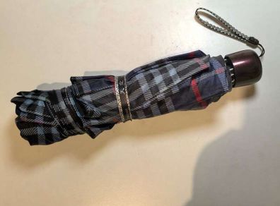 Compact Plaid Folding Umbrella