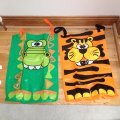 Animal plastic sacks for sack races or toy storage