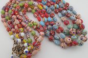 Antique Mix Venetian Style MultiColor Eyes Glass Beads Necklace