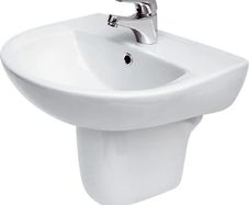 Cersanit Mito Wall-Hung Bathroom Sink with Semi-Pedestal & Tap