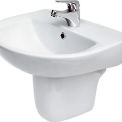 Cersanit Mito Wall-Hung Bathroom Sink with Semi-Pedestal & Tap