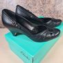 womens CLARKS CONE heels court formal casual black leather slip on closed toe Size UK 4 D EU 37 Image 2