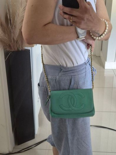 Chanel mirrored make up body bag