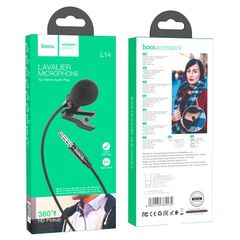 Hoco L14 Lavalier 3.5mm Universal Audio Plug Microphone 2m Black