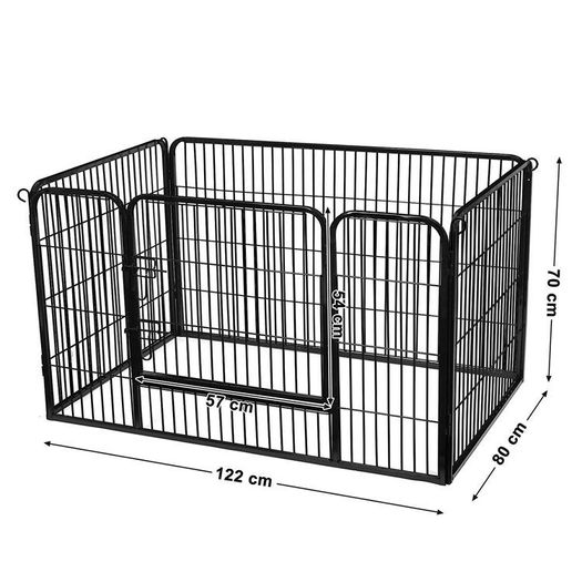 Dog Crate  puppy fence, free-range enclosure, puppy playpen, animal playpen for dogs, 122 x 80 x 70 cm, black