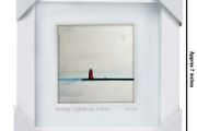 Grey Day, Poolbeg Lighthouse, Dublin, 4x4in framed print by artist Helen Mathews