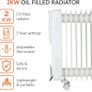 2000W 9-Fin Oil Filled Radiator with 3 Power Settings and Adjustable Timer, White Image 2