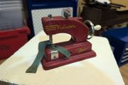 Vintage 1950s Vulcan Minor Childs Toy Sewing Machine Maroon Enamel
