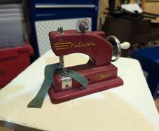 Vintage 1950s Vulcan Minor Childs Toy Sewing Machine Maroon Enamel