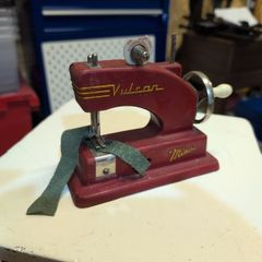 Vintage 1950s Vulcan Minor Childs Toy Sewing Machine Maroon Enamel