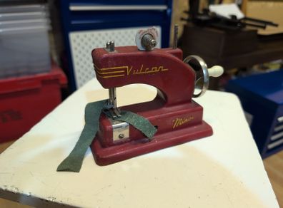 Vintage 1950s Vulcan Minor Childs Toy Sewing Machine Maroon Enamel
