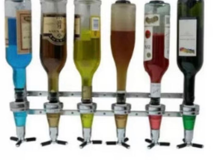 New 6 Bottle Stand Optic Dispenser Steel Bar Butler